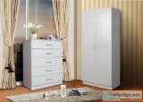 REDFERN STORAGE PACKAGE-2 DOOR WARDROBE  5 DRAWER CHEST BLACKWHI