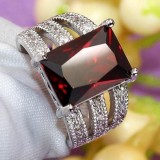 925 Sterling Silver Garnet Ruby Topaz Gemstone Wedding Ring