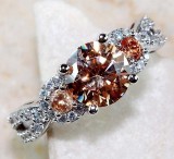 925 Solid Genuine Sterling Silver 2CT Padparadscha Sapphire and 