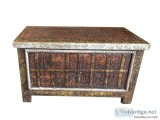 Vintage Artisan Trunk Chest Coffee Table Indian Bohemian Design