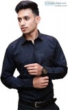 Button art Men s Cotton Black Plain Full Sleeves CasualFormal We