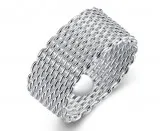 Sterling Silver Plated Woven Mesh Ring