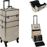 PROFESSIONAL ROLLING ALUMINUM COSMETIC MAKEUP CASE EXTENDABLE AN