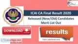 ICAI CA Final Result 2020 Released (NewOld) Candidates Merit Lis