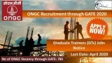 ONGC Recruitment through GATE 2020 Graduate Trainees (GTs) Jobs 