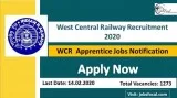 West Central Railway Recruitment 2020 WCR (1273) Apprentice Jobs
