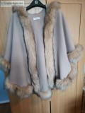 All wool cape with fur trim