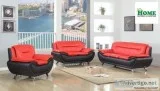 LIVING ROOM 3 PIECES RED AND BLACK COLOR FOR SALE