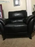 Modern Black Leather Sofa and Chair