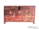 Rustic Reds Indian Trunk CHEST painted vintage Eclectic Gift Acc