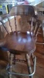 Three Wooden Bar Stools with Metal Foot Rail 30&quot