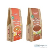 Unloq Cheesy Tomato Clear and Hot and Sour Jain Clear Soup Pack 