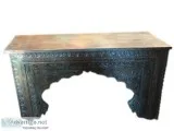 Rustic Farmhouse Accent Hall Table Vintage Solid Wooden Floral C
