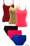 Catalog Name  Women s Cotton Blend Spaghettis And Briefs Combo O