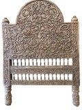 Antique Headboard Intricate Floral Carved Wood Bed Frame