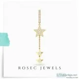 Crescent Star Diamond Chain Earring Bridal Diamond Drop Dangle E