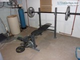 Golds weight bench rack bar extra weights