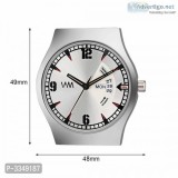 Men s Stylish Silver Synthetic leather analog watch