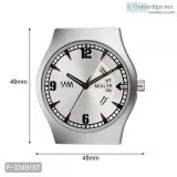 Men s Stylish Silver Synthetic leather analog watch