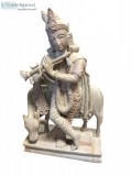 Vintage Indian Meditation FIGURINE LORD Krishna Statue Playing F