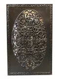 Indian Hand Carved Latticed Wall Sculpture Dark Wood Tones Rusti