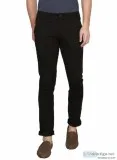 RAA JEANS Mens Black Lycra Cotton Chinos