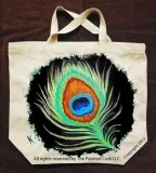 Sacramento Studio 34 Peacock Feather on Canvas Tote  Ages 21 and