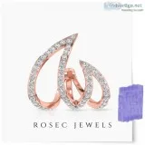 Unique 14k Gold Pave Diamond Wave Earring