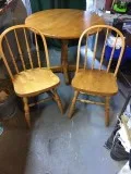 Oak butcher block table 2 chairs