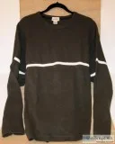 J. Crew Dark Olive Green White Stripe Men&rsquos Crew Neck Sweat