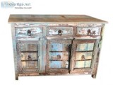 Rustic Sideboard CHEST Dresser Eclectic Boho Blue Sideboard 4 Do