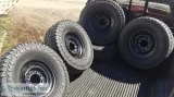 Set of 4 tires already mounted and balanced on steel wheels.