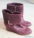 Johnston and Murphy Brynn Purple Suede Leather Cuff Wedge Ankle 