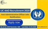 LIC AAO Recruitment 2020 (168) Asst Administrative Officer Jobs 