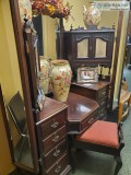 Antique Rosewood Makeup Vanity wmatching seat