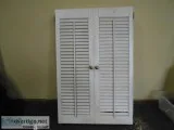 Wire Metal Shelves and Wooden Cabinet