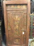 Antique Indian Door Panel Ganesha Dancing Old Rustic Wall Art