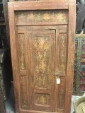 Antique Indian Door Panel Ganesha Dancing Old Rustic Wall Art