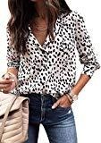 Print Tunic Long Sleeve Button Down Shirt Tops