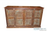 Rustic Reclaimed Sideboard TV Console Distressed Teak Wood Buffe