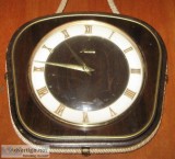 Vintage Clock German Mauthe Wall Clock Dark Wood Hanging Rope Tr