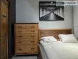 Chelsea Platform Bed Frame  Solid Wood  Natural and walnut Finis