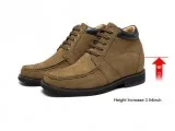 Men Ankle Boots Soft Leather Elevator Hiking Boots 9cm (3.54 Inc