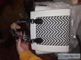 Leather handbag black and white designs