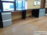 Large Workstation With 2 File Cabinets