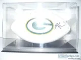 BRETT FAVRE SIGNED FOOTBALL IN DISPLAY CASE