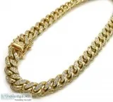 10k Solid Yellow Gold Diamond Miami Bracelet 8.5 Inch 7mm 2.02ct