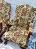 Pair of stately high-back lion claw footed  chairs