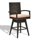 Outdoor Wicker Swivel Bar Stool Chair w Seat Cushion