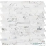 White Quarry Interlocking 3D Peel and Stick Wall Tile
